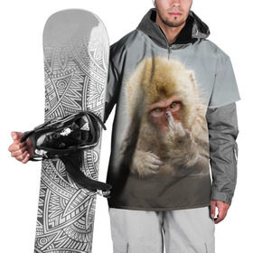 Накидка на куртку 3D с принтом Японская макака в Петрозаводске, 100% полиэстер |  | макак | мартышка | обезьяна | палец | япония