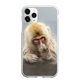 Чехол для iPhone 11 Pro Max матовый с принтом Японская макака в Петрозаводске, Силикон |  | макак | мартышка | обезьяна | палец | япония