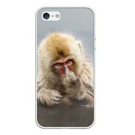 Чехол для iPhone 5/5S матовый с принтом Японская макака в Петрозаводске, Силикон | Область печати: задняя сторона чехла, без боковых панелей | макак | мартышка | обезьяна | палец | япония