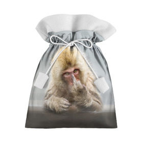Подарочный 3D мешок с принтом Японская макака в Петрозаводске, 100% полиэстер | Размер: 29*39 см | макак | мартышка | обезьяна | палец | япония