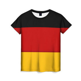 Женская футболка 3D с принтом Германия в Петрозаводске, 100% полиэфир ( синтетическое хлопкоподобное полотно) | прямой крой, круглый вырез горловины, длина до линии бедер | germany | флаг