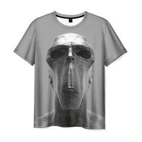 Мужская футболка 3D с принтом Гуманоид в Петрозаводске, 100% полиэфир | прямой крой, круглый вырез горловины, длина до линии бедер | head | humanoid | sculpture | голова | идол | инопланетянин | истукан | космос | скульптура | статуя