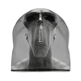 Шапка 3D с принтом Гуманоид в Петрозаводске, 100% полиэстер | универсальный размер, печать по всей поверхности изделия | head | humanoid | sculpture | голова | идол | инопланетянин | истукан | космос | скульптура | статуя