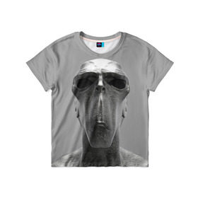 Детская футболка 3D с принтом Гуманоид в Петрозаводске, 100% гипоаллергенный полиэфир | прямой крой, круглый вырез горловины, длина до линии бедер, чуть спущенное плечо, ткань немного тянется | head | humanoid | sculpture | голова | идол | инопланетянин | истукан | космос | скульптура | статуя