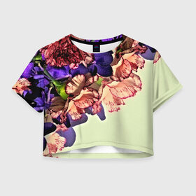 Женская футболка 3D укороченная с принтом Орхидеи в Петрозаводске, 100% полиэстер | круглая горловина, длина футболки до линии талии, рукава с отворотами | 3d | flower | весна | другие | красивые цветы | красные | лето | поле | полевой цветок | прикольные | природа | текстуры | цветочки | цветы