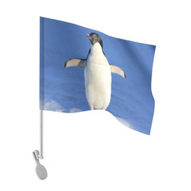 Флаг для автомобиля с принтом Пингвин в Петрозаводске, 100% полиэстер | Размер: 30*21 см | айсберг | антарктида | антарктика | арктика | буревестник | глупый | императорский | клюв | королевский | крылья | ласты | лёд | линукс | океан | пилигрим | полюс | птица | север | снег | умка | фрак
