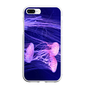 Чехол для iPhone 7Plus/8 Plus матовый с принтом Розовые медузы в Петрозаводске, Силикон | Область печати: задняя сторона чехла, без боковых панелей | аквариум | вода | дайвинг | милые | море | океан | плывет | подводный мир | рыбалка | рыбка | рыбы | стая | фауна