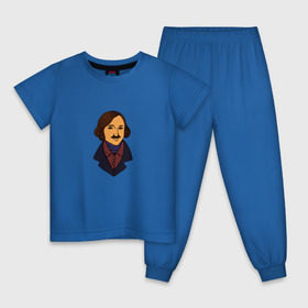 Детская пижама хлопок с принтом Гоголь в Петрозаводске, 100% хлопок |  брюки и футболка прямого кроя, без карманов, на брюках мягкая резинка на поясе и по низу штанин
 | гоголь | драматург | критик | мертвые души | писатель