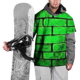 Накидка на куртку 3D с принтом Зелёные кирпичики в Петрозаводске, 100% полиэстер |  | Тематика изображения на принте: 3d | зелёные кирпичики | камень | краска | текстуры