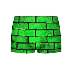 Мужские трусы 3D с принтом Зелёные кирпичики в Петрозаводске, 50% хлопок, 50% полиэстер | классическая посадка, на поясе мягкая тканевая резинка | Тематика изображения на принте: 3d | зелёные кирпичики | камень | краска | текстуры