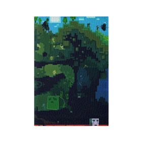 Обложка для паспорта матовая кожа с принтом Minecraft the Game в Петрозаводске, натуральная матовая кожа | размер 19,3 х 13,7 см; прозрачные пластиковые крепления | 3d | game | minecraft | башни | дорога | игры | песочница | светильник | тотем | храм | человечки