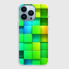 Чехол для iPhone 13 Pro с принтом Пазлы в Петрозаводске,  |  | абстракция | годнота | зеленый. кубы | пазлы | радуга | яркий