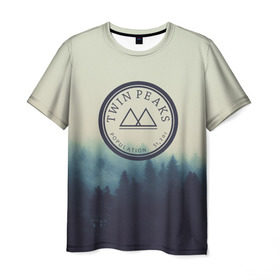 Мужская футболка 3D с принтом Twin Peaks в Петрозаводске, 100% полиэфир | прямой крой, круглый вырез горловины, длина до линии бедер | twin peaks твин пикс | годнота | девид линч | лес | лора палмер | сова | туман