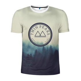 Мужская футболка 3D спортивная с принтом Twin Peaks в Петрозаводске, 100% полиэстер с улучшенными характеристиками | приталенный силуэт, круглая горловина, широкие плечи, сужается к линии бедра | twin peaks твин пикс | годнота | девид линч | лес | лора палмер | сова | туман