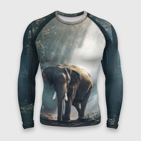 Мужской рашгард 3D с принтом Слон в лесу в Петрозаводске,  |  | Тематика изображения на принте: африка | африканский | бивни | большой | гигант джунгли | зоопарк | индийский | индия | лесной великан | мамонт | огромный | саванна | сафари | серый | слон | слоненок | слониха | стадо | уши | хобот
