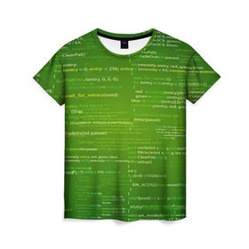 Женская футболка 3D с принтом technology code в Петрозаводске, 100% полиэфир ( синтетическое хлопкоподобное полотно) | прямой крой, круглый вырез горловины, длина до линии бедер | computer code | technology | код | компьютеры