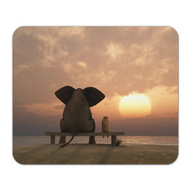 Коврик прямоугольный с принтом Слон с собакой на лавке, закат в Петрозаводске, натуральный каучук | размер 230 х 185 мм; запечатка лицевой стороны | 