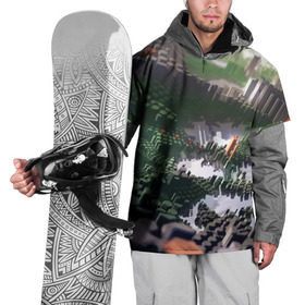 Накидка на куртку 3D с принтом Объемный эквалайзер в Петрозаводске, 100% полиэстер |  | Тематика изображения на принте: 3д | графика | зеленый | объемный | оранжевый | эквалайзер