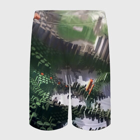 Детские спортивные шорты 3D с принтом Объемный эквалайзер в Петрозаводске,  100% полиэстер
 | пояс оформлен широкой мягкой резинкой, ткань тянется
 | 3д | графика | зеленый | объемный | оранжевый | эквалайзер