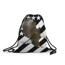 Рюкзак-мешок 3D с принтом Орел на флаге в Петрозаводске, 100% полиэстер | плотность ткани — 200 г/м2, размер — 35 х 45 см; лямки — толстые шнурки, застежка на шнуровке, без карманов и подкладки | 