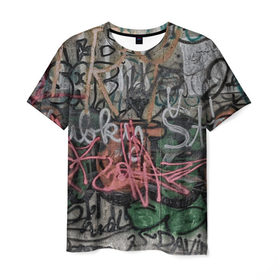 Мужская футболка 3D с принтом Граффити в Петрозаводске, 100% полиэфир | прямой крой, круглый вырез горловины, длина до линии бедер | 