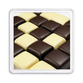 Магнит 55*55 с принтом Шоколадные конфеты в Петрозаводске, Пластик | Размер: 65*65 мм; Размер печати: 55*55 мм | Тематика изображения на принте: десерт | еда | конфеты | сладкое | структуры | шахматы | шоколад