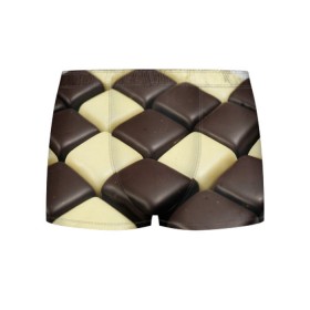Мужские трусы 3D с принтом Шоколадные конфеты в Петрозаводске, 50% хлопок, 50% полиэстер | классическая посадка, на поясе мягкая тканевая резинка | Тематика изображения на принте: десерт | еда | конфеты | сладкое | структуры | шахматы | шоколад