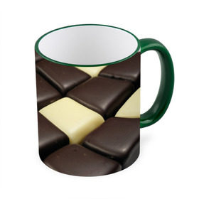 Кружка 3D с принтом Шоколадные конфеты в Петрозаводске, керамика | ёмкость 330 мл | Тематика изображения на принте: десерт | еда | конфеты | сладкое | структуры | шахматы | шоколад