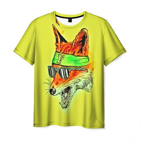 Мужская футболка 3D с принтом Лиса в очках в Петрозаводске, 100% полиэфир | прямой крой, круглый вырез горловины, длина до линии бедер | 3d | другие | живопись | животное | картинка | лиса | очки | прикольные | разноцветные | рисунок | смех | улыбка | цветные | яркие
