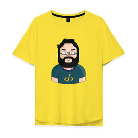 Мужская футболка хлопок Oversize с принтом Codefest`17_3 в Петрозаводске, 100% хлопок | свободный крой, круглый ворот, “спинка” длиннее передней части | codefest | админ | борода | код | кодефест | кодфест | компбютер | ноутбук | программирование | программист