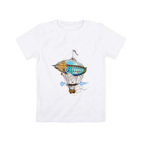Детская футболка хлопок с принтом Летучий корабль в Петрозаводске, 100% хлопок | круглый вырез горловины, полуприлегающий силуэт, длина до линии бедер | 
