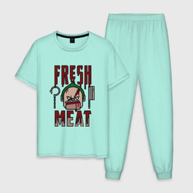 Мужская пижама хлопок с принтом Dota 2 - Fresh Meat в Петрозаводске, 100% хлопок | брюки и футболка прямого кроя, без карманов, на брюках мягкая резинка на поясе и по низу штанин
 | dota | dota2 | game | online | дота | игра | крюк | онлайн | пудж | стратегия | хук