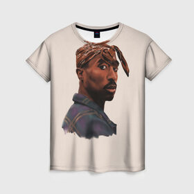 Женская футболка 3D с принтом Tupac в Петрозаводске, 100% полиэфир ( синтетическое хлопкоподобное полотно) | прямой крой, круглый вырез горловины, длина до линии бедер | Тематика изображения на принте: 2pac | rap | shakur | tupac | рэп | тупак | шакур