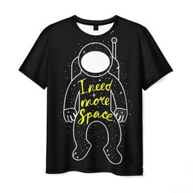 Мужская футболка 3D с принтом More space в Петрозаводске, 100% полиэфир | прямой крой, круглый вырез горловины, длина до линии бедер | день космонавтики | звезда | звезды | космонавт | космонавты | космос | планета | планеты | ракета | ракеты