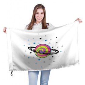 Флаг 3D с принтом Планета в Петрозаводске, 100% полиэстер | плотность ткани — 95 г/м2, размер — 67 х 109 см. Принт наносится с одной стороны | звезда | звезды | космос | планета | планеты | ракета | ракеты