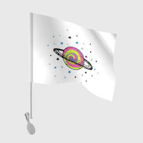 Флаг для автомобиля с принтом Планета в Петрозаводске, 100% полиэстер | Размер: 30*21 см | звезда | звезды | космос | планета | планеты | ракета | ракеты
