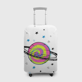 Чехол для чемодана 3D с принтом Планета в Петрозаводске, 86% полиэфир, 14% спандекс | двустороннее нанесение принта, прорези для ручек и колес | звезда | звезды | космос | планета | планеты | ракета | ракеты