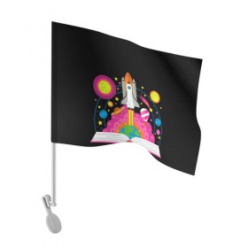 Флаг для автомобиля с принтом Космос в Петрозаводске, 100% полиэстер | Размер: 30*21 см | звезды | космос | планета | ракета