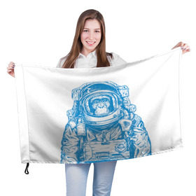 Флаг 3D с принтом Космомакака в Петрозаводске, 100% полиэстер | плотность ткани — 95 г/м2, размер — 67 х 109 см. Принт наносится с одной стороны | день космонавтики | звезда | звезды | космонавт | космонавты | космос | планета | планеты | ракета | ракеты