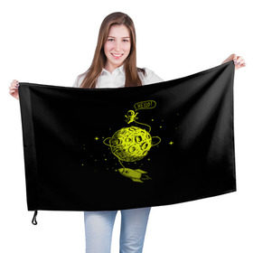 Флаг 3D с принтом Hello! в Петрозаводске, 100% полиэстер | плотность ткани — 95 г/м2, размер — 67 х 109 см. Принт наносится с одной стороны | день космонавтики | звезда | звезды | космонавт | космонавты | космос | планета | планеты | ракета | ракеты