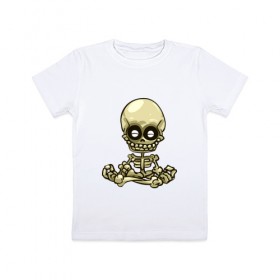 Детская футболка хлопок с принтом Медитация в Петрозаводске, 100% хлопок | круглый вырез горловины, полуприлегающий силуэт, длина до линии бедер | Тематика изображения на принте: йога | медитация | скелет | череп