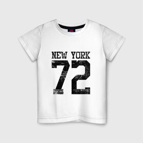 Детская футболка хлопок с принтом New York 72 Black в Петрозаводске, 100% хлопок | круглый вырез горловины, полуприлегающий силуэт, длина до линии бедер | 