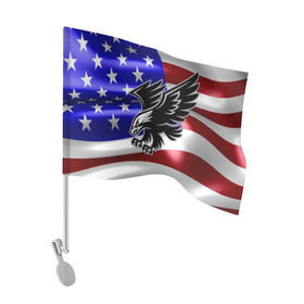 Флаг для автомобиля с принтом Флаг США с орлом в Петрозаводске, 100% полиэстер | Размер: 30*21 см | usa | америка | белоголовый | герб | государство | доллар | дядя сэм | звездно полосатый флаг | лысый | нато | оон | орел | птица | свобода | символ | соединённые штаты америки | страна | сша | штат