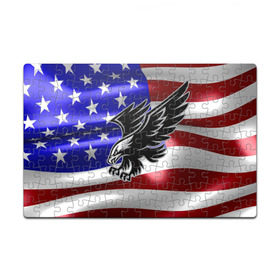 Пазл магнитный 126 элементов с принтом Флаг США с орлом в Петрозаводске, полимерный материал с магнитным слоем | 126 деталей, размер изделия —  180*270 мм | usa | америка | белоголовый | герб | государство | доллар | дядя сэм | звездно полосатый флаг | лысый | нато | оон | орел | птица | свобода | символ | соединённые штаты америки | страна | сша | штат