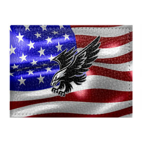 Обложка для студенческого билета с принтом Флаг США с орлом в Петрозаводске, натуральная кожа | Размер: 11*8 см; Печать на всей внешней стороне | usa | америка | белоголовый | герб | государство | доллар | дядя сэм | звездно полосатый флаг | лысый | нато | оон | орел | птица | свобода | символ | соединённые штаты америки | страна | сша | штат