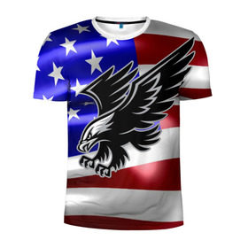 Мужская футболка 3D спортивная с принтом Флаг США с орлом в Петрозаводске, 100% полиэстер с улучшенными характеристиками | приталенный силуэт, круглая горловина, широкие плечи, сужается к линии бедра | usa | америка | белоголовый | герб | государство | доллар | дядя сэм | звездно полосатый флаг | лысый | нато | оон | орел | птица | свобода | символ | соединённые штаты америки | страна | сша | штат