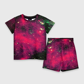 Детский костюм с шортами 3D с принтом Розовый космос в Петрозаводске,  |  | Тематика изображения на принте: nebula | space | star | вселенная | звезды | земля | космический | космос | планеты | плеяды | пространство | созвездие