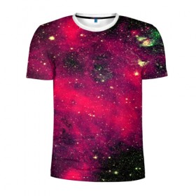 Мужская футболка 3D спортивная с принтом Розовый космос в Петрозаводске, 100% полиэстер с улучшенными характеристиками | приталенный силуэт, круглая горловина, широкие плечи, сужается к линии бедра | nebula | space | star | вселенная | звезды | земля | космический | космос | планеты | плеяды | пространство | созвездие