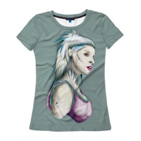 Женская футболка 3D с принтом Death в Петрозаводске, 100% полиэфир ( синтетическое хлопкоподобное полотно) | прямой крой, круглый вырез горловины, длина до линии бедер | die antwoord | yolandi