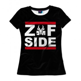 Женская футболка 3D с принтом Z Side в Петрозаводске, 100% полиэфир ( синтетическое хлопкоподобное полотно) | прямой крой, круглый вырез горловины, длина до линии бедер | die antwoord | ninja | yolandi